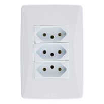 Tomada Tripla 2 pinos + Terra 10A Mec-Tronic Petra