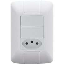 Interruptor 2 Teclas Simples + Tomada 10A Branca Tramontina Aria