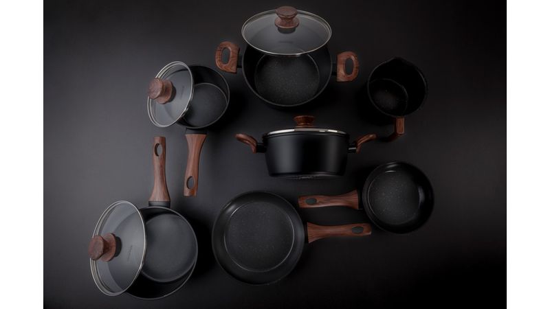 Jogo de Panelas 10 Peças Style Cook Black Cerâmica Com Indução