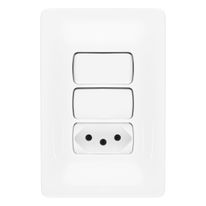 Interruptor 1 Tecla Simples + 1 Tomada 2 pinos + Terra 10A Pial Zeffia