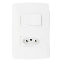 Interruptor 1 Tecla Paralela + 1 Tomada 2 pinos + Terra 10A Mec-Tronic Petra