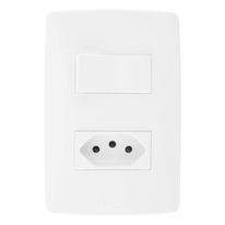 Interruptor 1 Tecla Simples + 1 Tomada 2 pinos + Terra 10A Mec-Tronic Petra