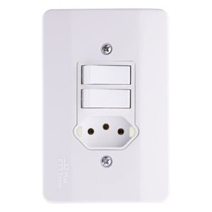 Interruptor 2 Teclas Paralelas + 1 Tomada 2 pinos + Terra Mec-Tronic Millenium