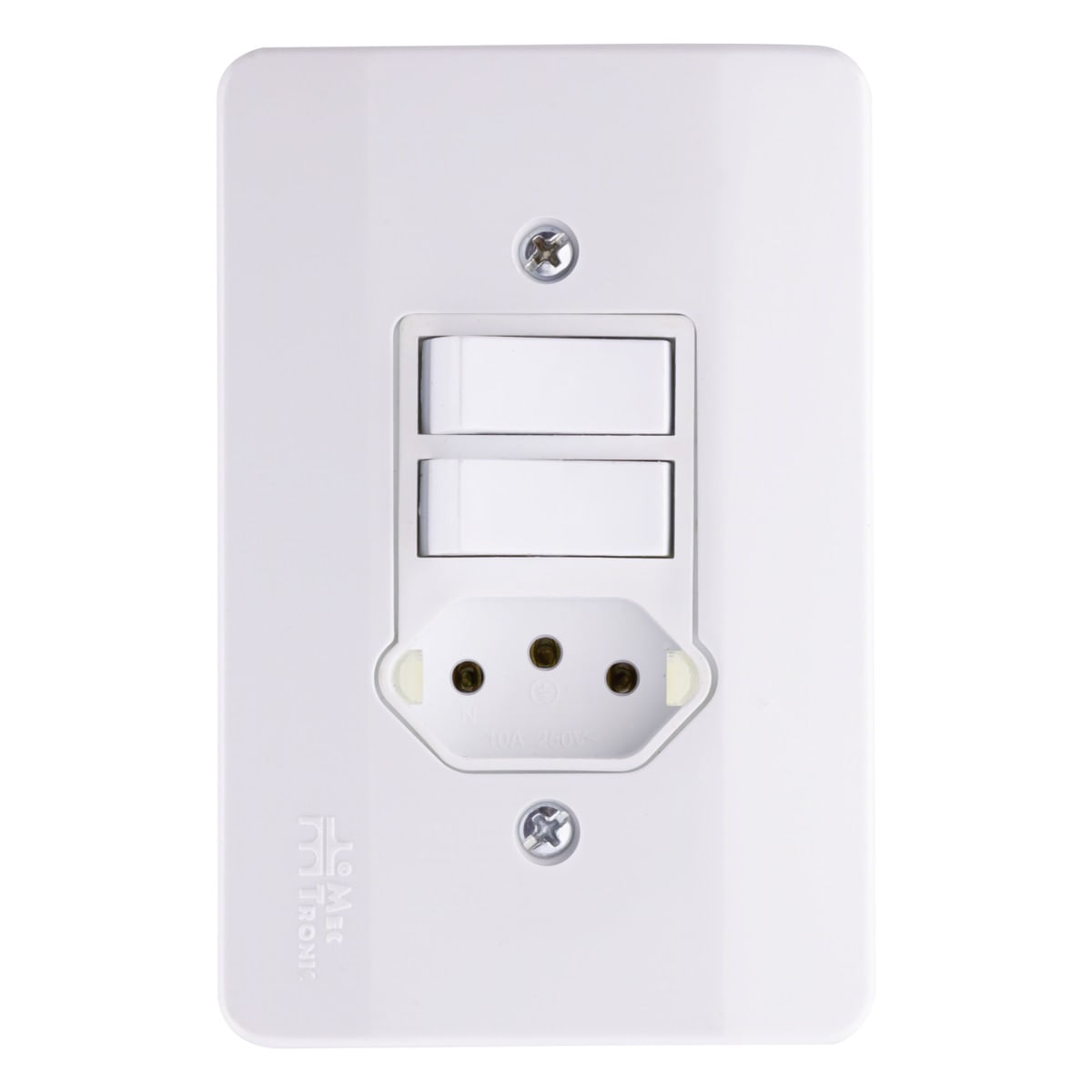 Interruptor2TeclasParalelas+1Tomada2pinos+TerraMec-TronicMillenium-39006