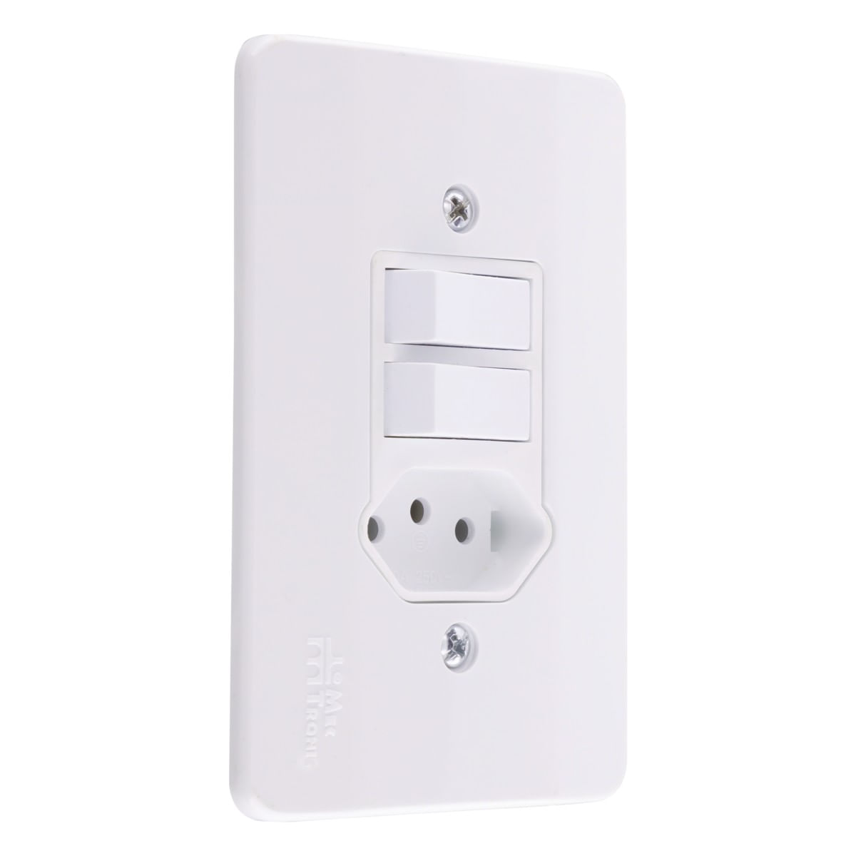 Interruptor2TeclasParalelas+1Tomada2pinos+TerraMec-TronicMillenium-39007