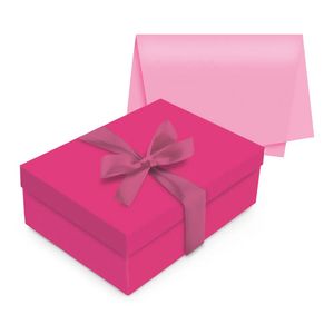 Kit Caixa de Presente Pink Cromus 24cm x 18cm x 8cm