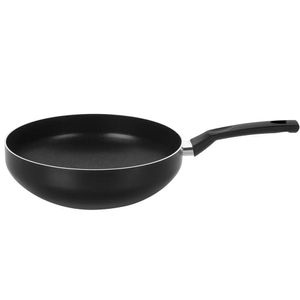 Frigideira Wok em Alumínio Antiaderente Multiflon com Fundo Inox Indução Preta 28cm