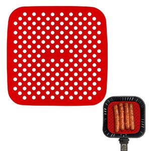 Forro de Silicone Quadrada para Air Fryer Ikinci Vermelho 18cm