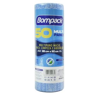 Pano Multiuso Azul Bobina Bompack 28cm x 50cm com 50 unidades