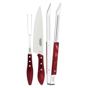 Conjunto para Churrasco em Aço Inox com Cabo de Madeira Tramontina Polywood 3 peças