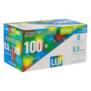 Pisca 100 Leds Colorido 8 Funções Newpro Fio Transparente