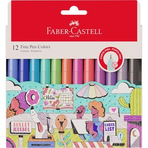 Conjunto de Caneta Fine Pen Faber Castell com 12 unidades