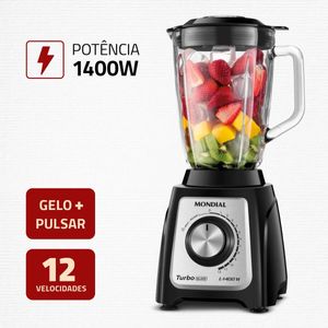 Liquidificador Turbo Glass L-1400-GI Preto Mondial 1400W