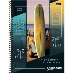 Caderno Espiral Capa Dura Longboard Foroni 1x1 80 folhas (Produto Sortido)