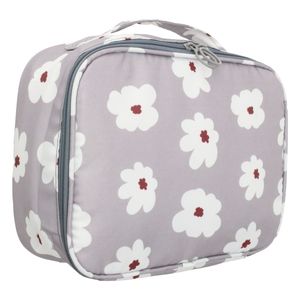 Necessaire Cosmetic Flores Cinza Newpro 24cm