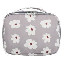 Necessaire Cosmetic Flores Cinza Newpro 24cm