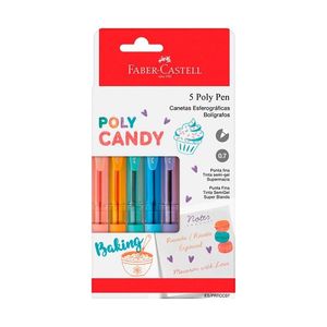 Kit Caneta Esferografica Poly Faber Castell Candy Color 6 cores