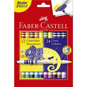 Canetinha Bicolor Faber Castell 12 unidades 24 cores