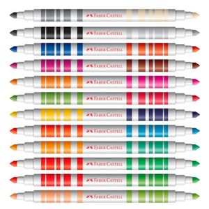 Canetinha Bicolor Faber Castell 12 unidades 24 cores