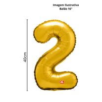 Balão Metalizado N º 2 Dourado 40cm São Roque