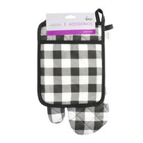 Conjunto de Luva e Pegador de Algodão Ikinci Preto e Branco