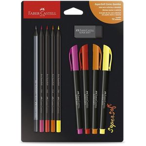 Kit de Canetas e Lápis Supersoft Cores Quentes Faber Castell 10 peças