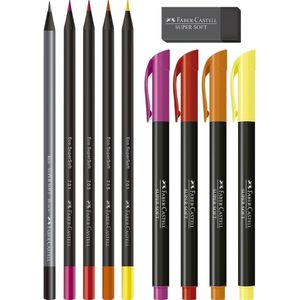 Kit de Canetas e Lápis Supersoft Cores Quentes Faber Castell 10 peças