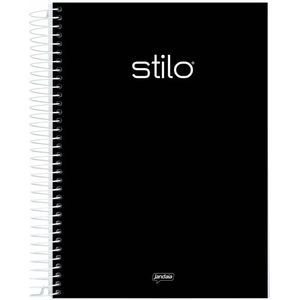 Caderno Espiral Capa Dura Stilo Preto Jandaia 160 folhas 10 Matérias