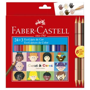 Kit Lápis de Cor com 24 cores + 6 tons de pele 27 peças Faber Castell