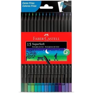 Lápis de Cor SuperSoft Faber Castell 15 cores Frias