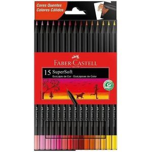 Lápis de Cor Suporsoft Faber Castell 15 cores Quentes