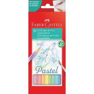 Lápis de Cor Aquarelável Faber Castell 10 cores Pasteis