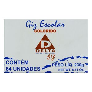 Giz Escolar Colorido Delta com 64 unidades