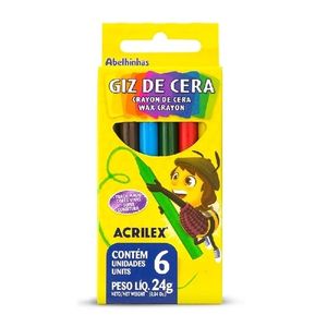 Giz de Cera Abelhinhas Acrilex com 6 unidades