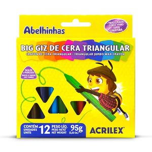 Giz de Cera Big Triangular Acrilex com 12 unidades