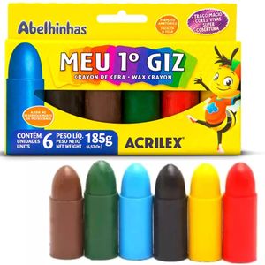 Giz de Cera Meu Primeiro Giz Acrilex com 6 unidades