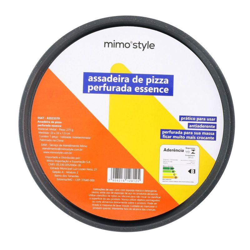 Assadeira-Perfurada-em-Metal-Antiaderente-para-Pizza-Mimo-Style-33cm-Preta-Essence-146243