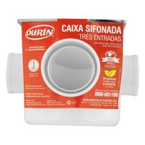 Caixa Sifonada Três Entradas Durín Branca 100mm x 100mm x 50mm