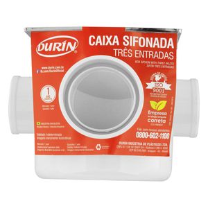 Caixa Sifonada Três Entradas Durín Branca 100mm x 100mm x 50mm