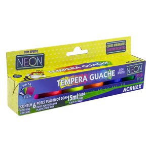 Tinta Guache Neon com 6 unidades Acrilex 15ml cada