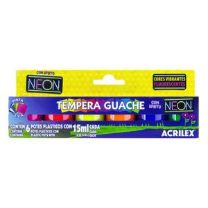 Tinta Guache Neon com 6 unidades Acrilex 15ml cada