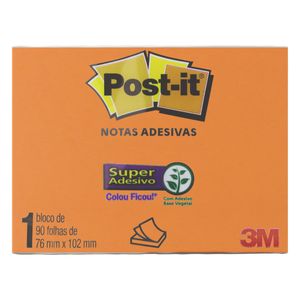 Bloco de Notas Adesivas Post it Laranja Neon 90 folhas