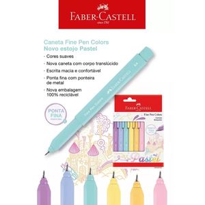 Conjunto de Caneta Fin Pen Pastel Faber Castell com 6 unidades