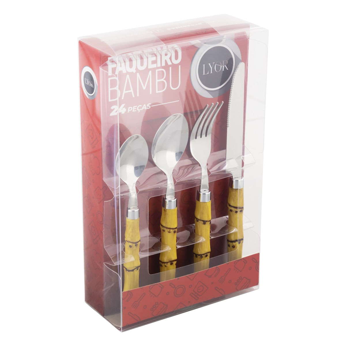 FaqueiroemInoxcomCabodeBambuLyor24pecas-108600