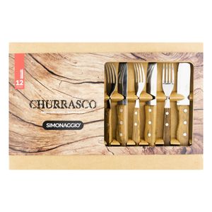 Conjunto para Churrasco Jumbo com Cabo de Madeira Simonaggio 12 peças