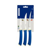 Conjunto de Facas em Inox com Cabo Azul Tramontina Felice 3 peças
