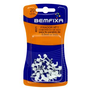 Fixa Fio Branco com Prego de Aço Bemfixa n.° 1 20 Unidades