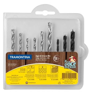 Kit de Brocas Mix Tramontina 9 peças