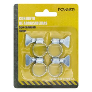 Conjunto de Abraçadeiras em Aço Carbono Powner 18mm 4 unidades