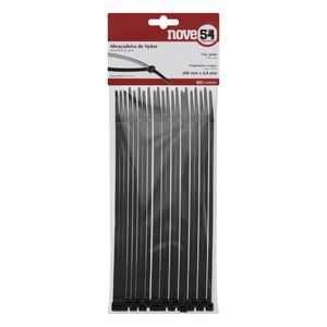 Abraçadeira de Nylon Preta Nove54 200mm x 4,8mm 100 unidades